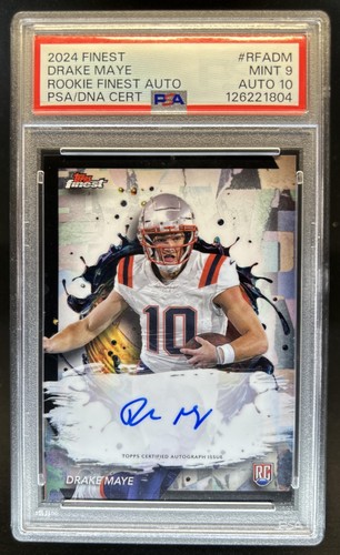 2024 Topps Finest Drake Maye Auto Autograph RC #RFA-DM Patriots PSA 9 10 Rookie