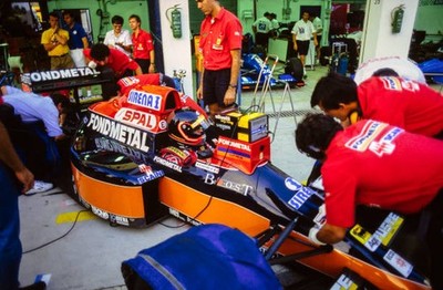 Olivier Grouillard Osella FA1ME Ford watches action on a screen Sp- Old Photo
