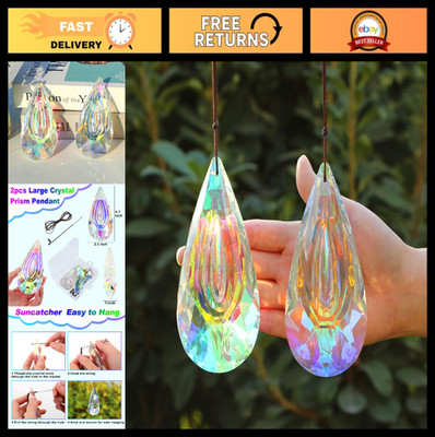 Large 120mm Crystal Suncatcher 2 Pack - Prism Window Ornaments, Rainbow Maker fo