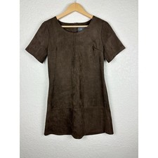 Paper Crane Womens Microsuede Dress Size Medium Brown Boho Minimalist GOGO NEW