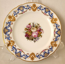 Old Paris Hand Painted Floral And Fruit  8 3/4" Plate
