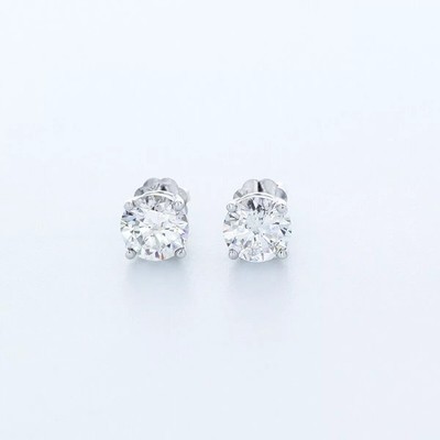 Klassische Ohrstecker massiv 14K Weißgold 0,81 ct rund natürlicher Diamant F VS2