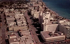 Aerial Miami Beach Florida Lincoln Road vintage postcard a721