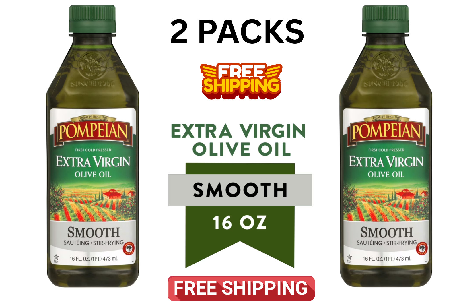 Pompeian USDA Organic Smooth Extra Virgin Olive Oil, First Cold Pressed, Smooth,