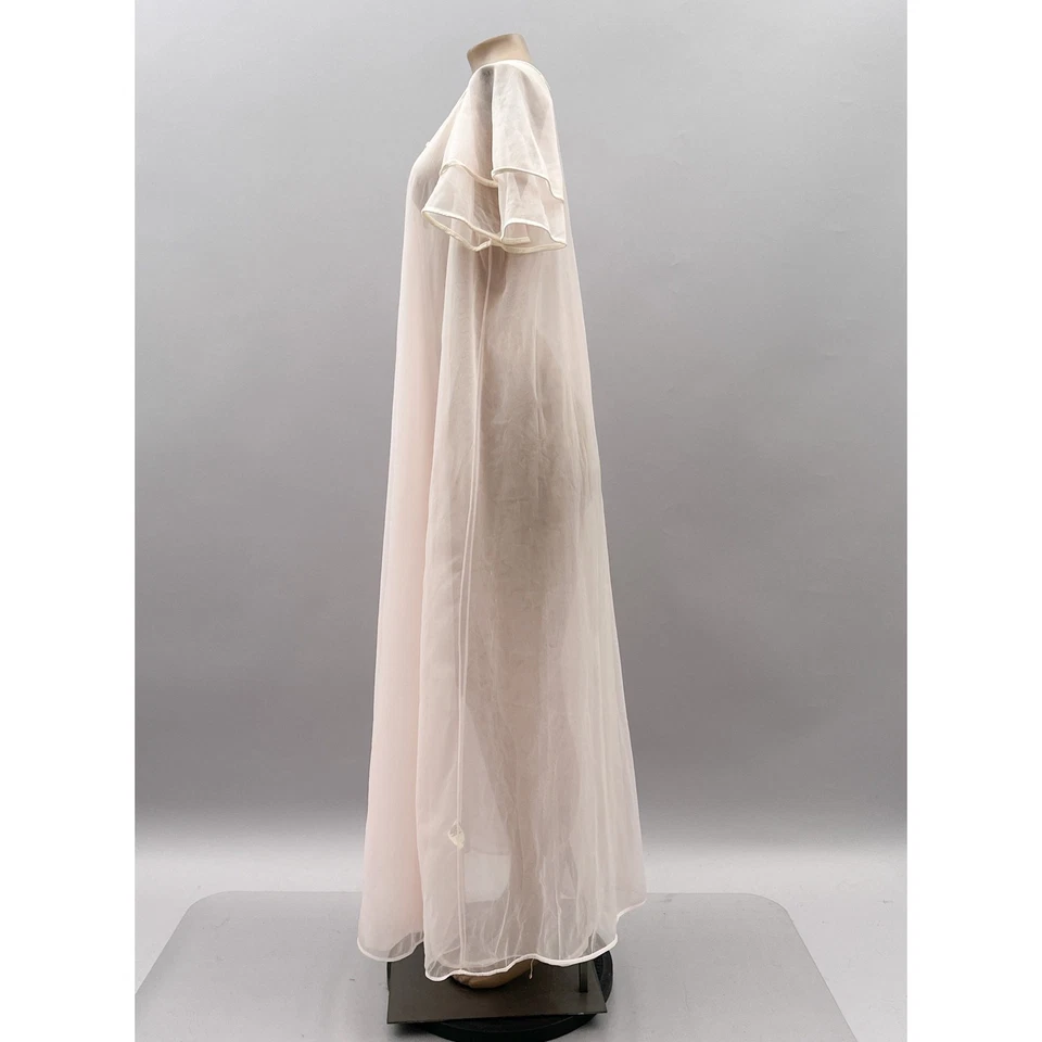 Montgomery Ward De Colección Años 70 Bata Peignoir Mujer M Rosa Gasa Camisón Coqueta Foto 3 de 4