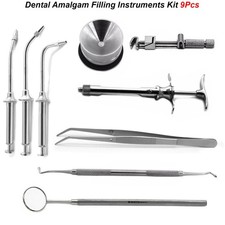 Dental Amalgam Filling Tools Kit College Tweezers Mouth Mirror Catridge Syringe