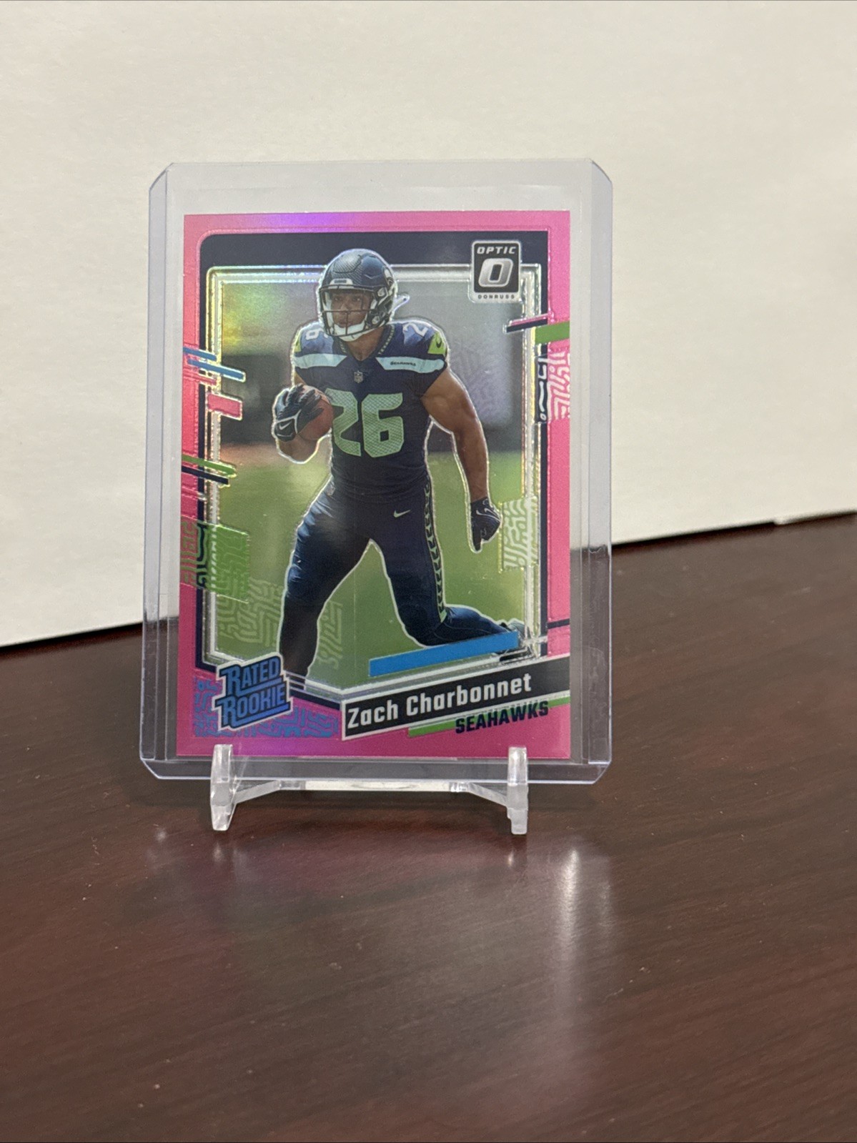 Zach Charbonnet ~ 2023 Panini Donruss Optic ~ Rated Rookie Pink Prizm #294