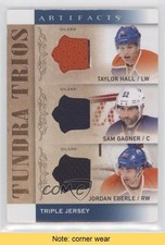 2014 Artifacts Tundra Trios Blue Triple Jersey Taylor Hall Sam Gagner READ 0c3