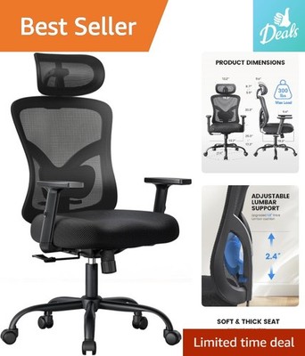 Black Mesh Office Chair with Contoured Cushion & Adjustable Features for Comfort