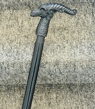 Vintage Antique Dragon Walking Cane   Aluminum Handle Hardwood Stick Gift