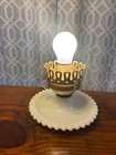Vintage Milk Glass Hobnail Hurricane Electric Table Lamp Base only