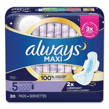 Always 17902PK Maxi Extra Heavy Overnight Pads (20/PK) New