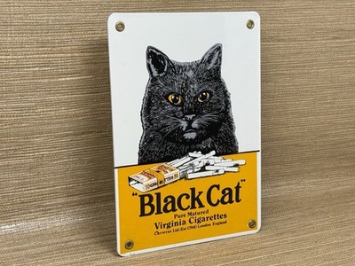 black cat cigarette tin Pure Matured virginia cigarettes metal sign house decor shops Black cat cigarettes hi-res stock