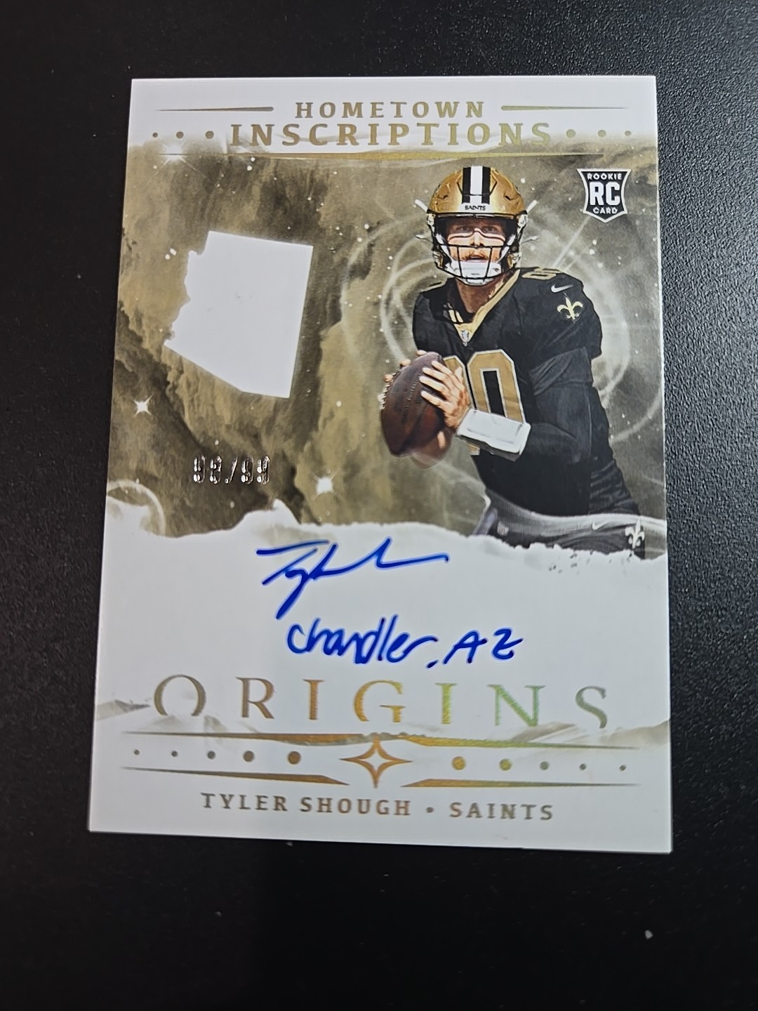 2025 Panini Origins Tyler Shough Hometown inscriptions Auto /99 Saints RC