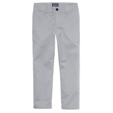 The Childrens Place Boys Stretch Relaxed Straight Chino Pants Husky Gray Size 20