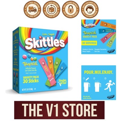 Variety Pack of Skittles Singles To Go Drink Mix - Tropical Flavors Unleashed