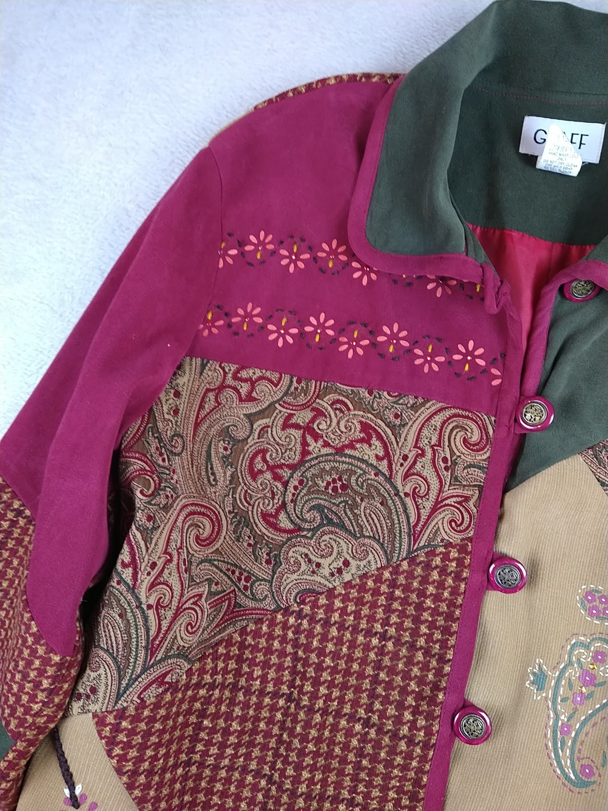 Vintage Graff Patchwork Lined Jacket Women's Medi… - image 3