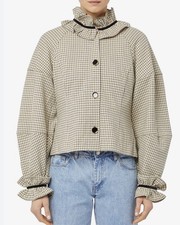 Stella Nova Perla Houndstooth Top Fitted Jacket Frill Puff Sleeves