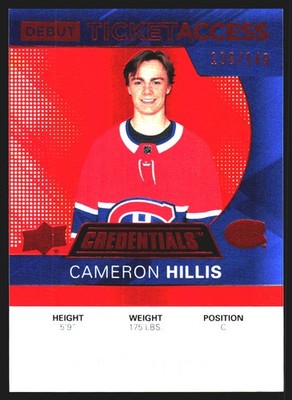 2021-22 Upper Deck Credentials #106 Cameron Hillis 2020-21 DTA Orange #/149