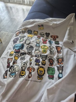 A Bathing Ape Baby Milo Men's Cartoon Graphic White T-Shirt M Limited Edition