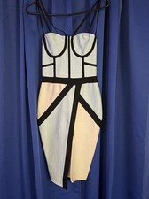 Multicolor Geometric Bodycon Knee Length Dress Sweetheart Neck Strappy Sleeves