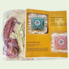 Vintage Creative Circle Embroidery Pillow Kit Dusty Rose Floral 14x14 0474