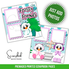 Snow Frosty Friends Boy Girl Scrapbook PRINTED Premade Scrapbook Quick Pages 171