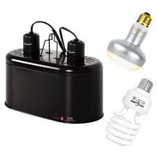 REPTI ZOO Reptile Heat Lamp Combo Pack with Dual Light Fixture, White