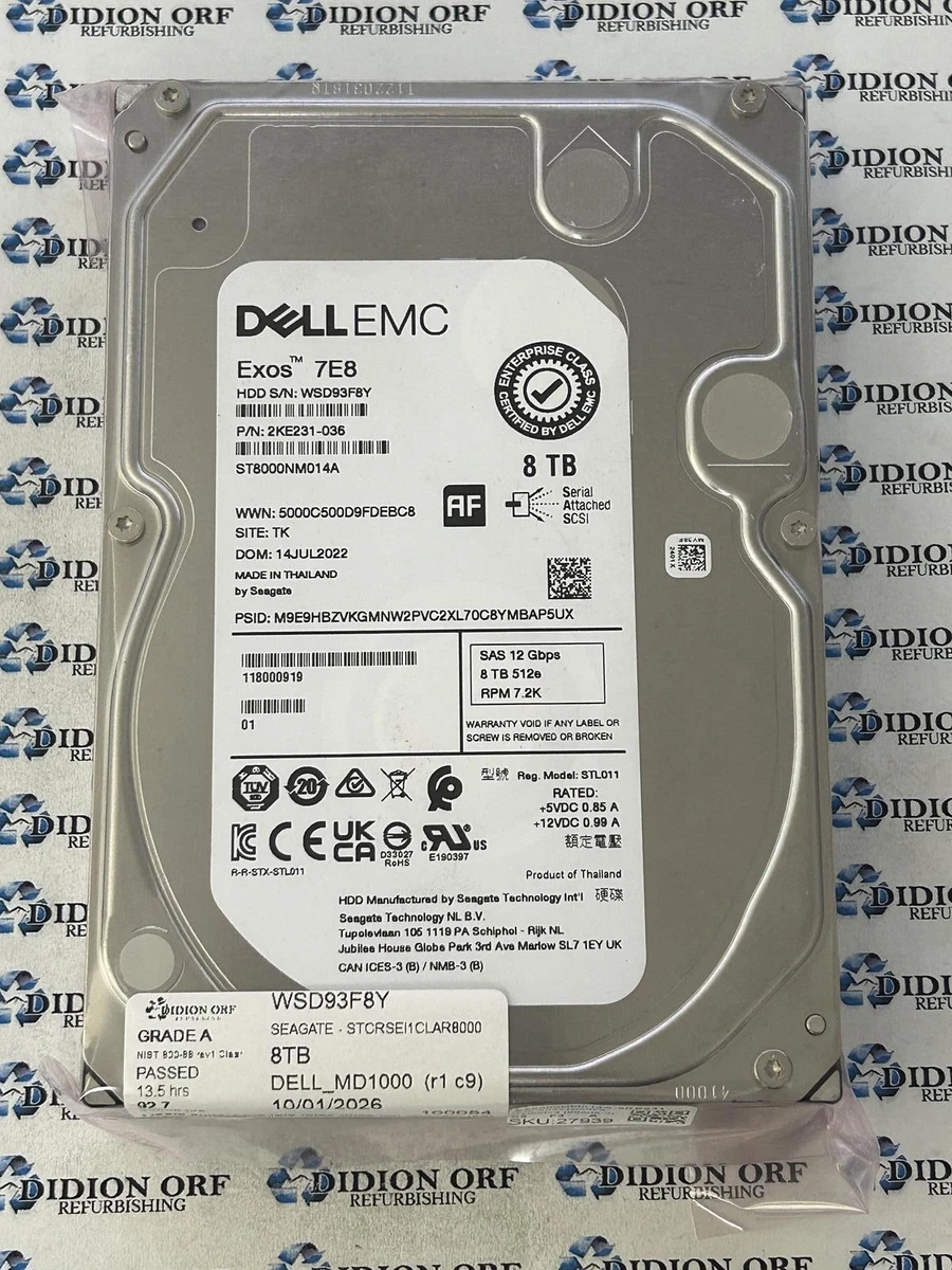 25+ Dell SAS Internal Hard Disk Drives 8 TB Storage Capacity for