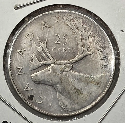 GREAT WAY To BUY  SILVER-  1945 - Canada 25 Cents/Quarter - Silver Coin