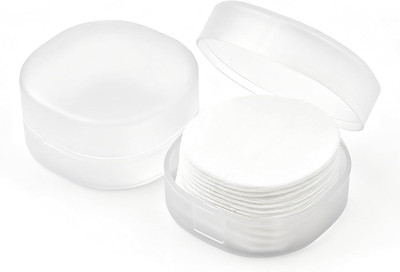 2 Pcs Portable Cotton Round Holder Small Travel Makeup Pad Dispenser Case