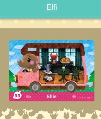 #33 Amiibo Karte für Animal Crossing  Elfi Nintendo Switch Nfc Karte