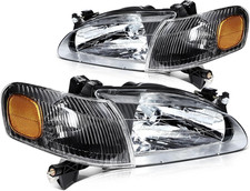 Headlight Assembly Fit for Toyota Corolla 1998-2000 Clear Lens Black Housing Amb