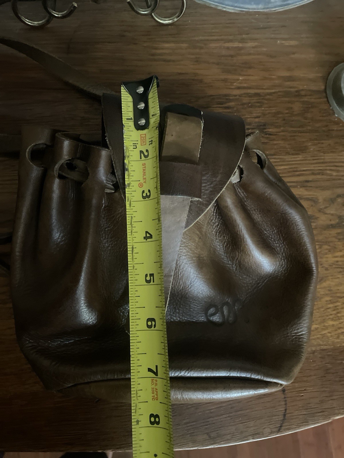 Boho Mini Leather Drawstring Backpack / Pouch / P… - image 4