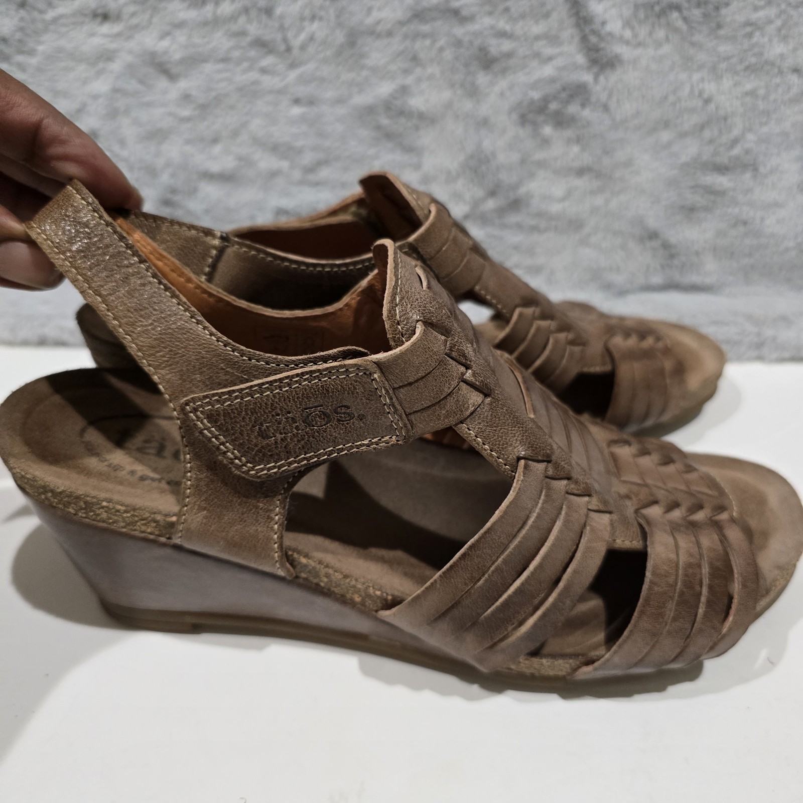 APL Sandali alla caviglia Taos tradizionali in pelle intrecciata con zeppa Huarache punta aperta 8 8 5