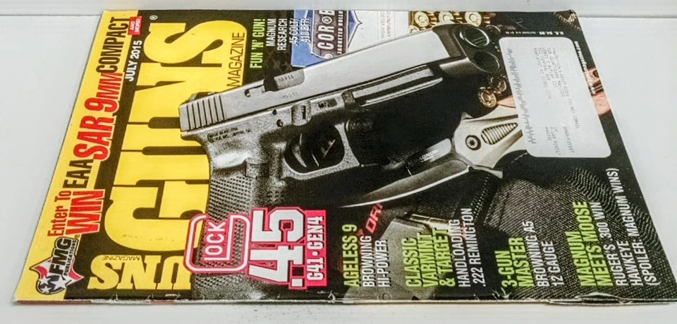 Guns Magazine July 2015 Glock 45 Gen4 9mm SAR Compact Remington Browning Ruger - Image 2 of 3