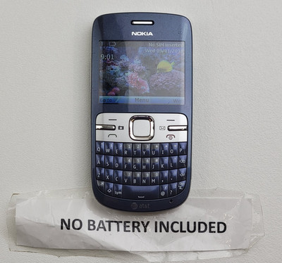 Nokia C3-00 (RM614) 55MB - Blue (AT&T) QWERTY Cell Phone - WORKS! - H1937