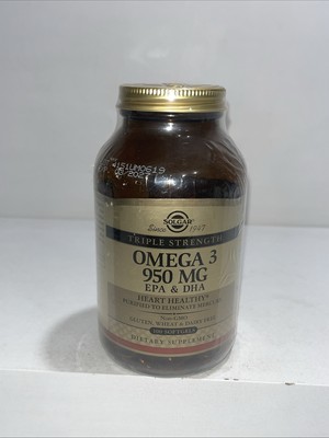 Triple Strength Omega 3 950mg, EPA+DHA, 100 Softgels, Solgar 