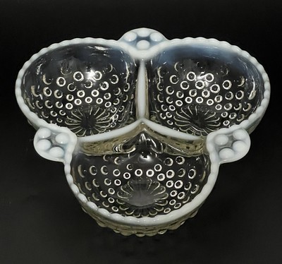 Vintage Anchor Hocking Moonstone Opalescent Three Section Divided Serving Dish