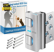 Door Reinforcement Lock, 800 Lbs Anti-Kick Child-Proof Security for Inward-Swing