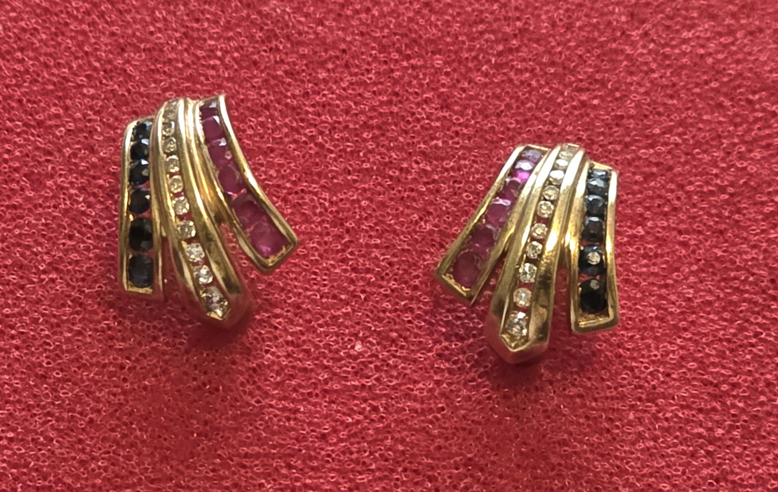 Estate 10k Solid Yellow Gold Ruby Diamond Sapphir… - image 1