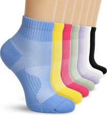 7 Pairs Cushioned Ankle Compression Socks for Women Running Wicking Socks wit...
