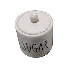 Rae Dunn Sugar Jar, White Ceramic 'Sugar' With Lid