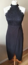 AX Paris Women's Black Dress Size 10 Midi High Slit Front