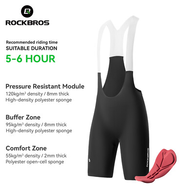 ROCKBROS Mens Cycling Bib Shorts,3/4 Bike Bib Pants 4D