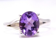 Natural Amethyst Cut Gemstone Ring 925 Sterling Silver Handmade Amethyst Ring