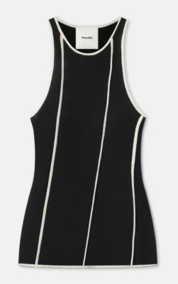 Nanushka ENNA Patchwork Mesh-Jersey Tank Top in Black NWT Size XS