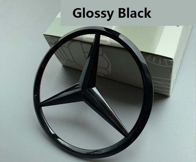 For Mercedes Benz Chrome Star Trunk Rear Emblem Badge 90MM Smooth Black