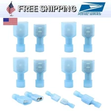 100/50X Blue Male Female Insulated Wire Terminal Spade Crimp Connector 16-14AWG