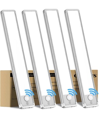4 Pack 60 LED Rechargeable Battery Operated Motion Sensor Light Cabinet Light